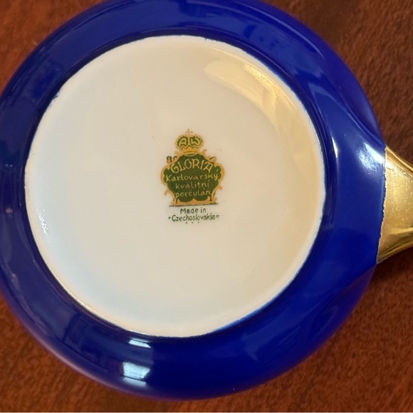 Karlskrona Kvalitini Porcelain Gloria Tea Cup, Blue, Gold - Picture 2 of 4